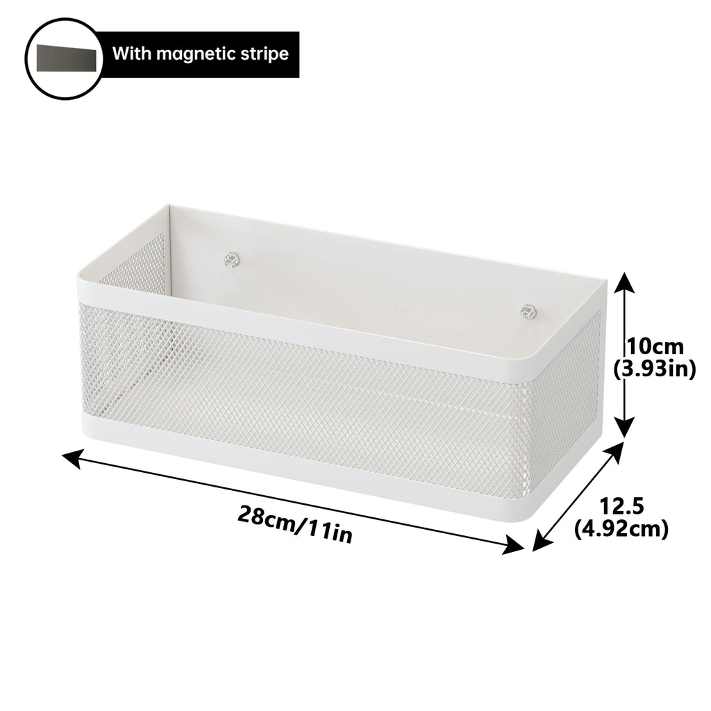 Refrigerator Storage Rack Metal Hanging Basket No Drill Kitchen Organiser - White
