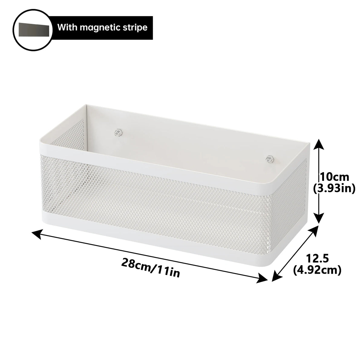 Refrigerator Storage Rack Metal Hanging Basket No Drill Kitchen Organiser - White
