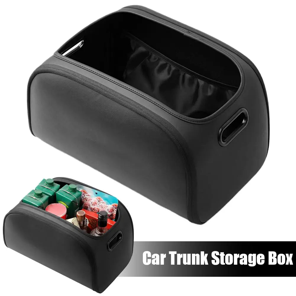 Car Trunk Organizer 39cm Built In Mesh Pockets Multi Layer Storage Box - Brown