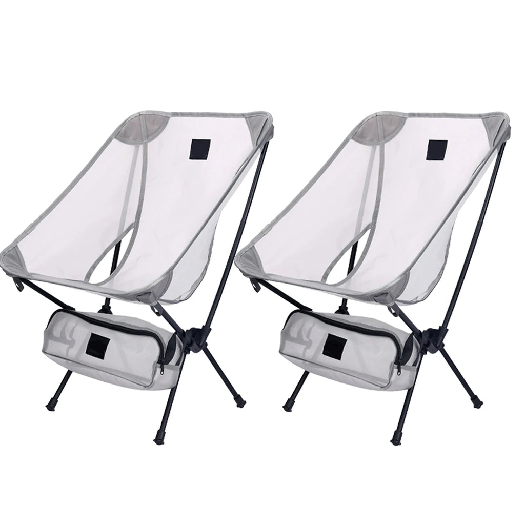 Moon Chair – Breathable Outdoor Camping & Fishing Chair, 7075 Aluminum Alloy, Mesh Surface, 2 Pack - White