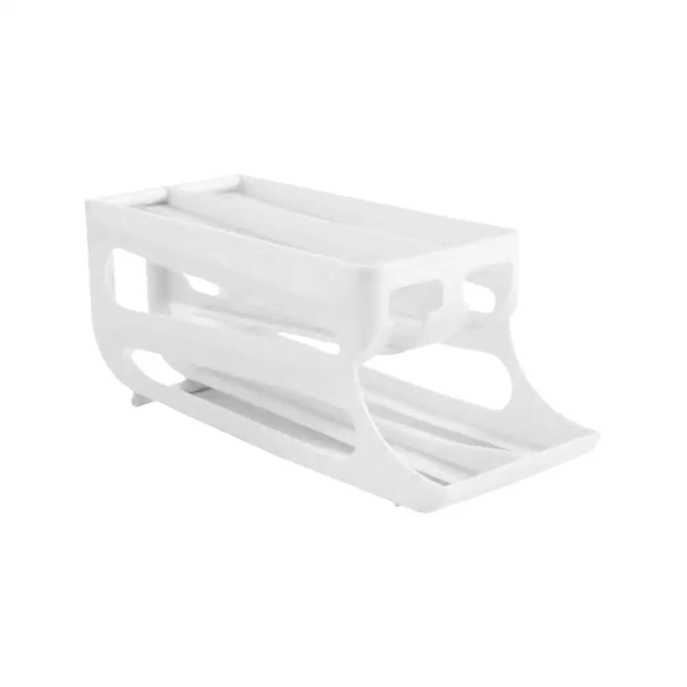 Rolling Egg Organiser 60 Egg Auto-Roll Multi-Tier Fridge Storage Rack - White