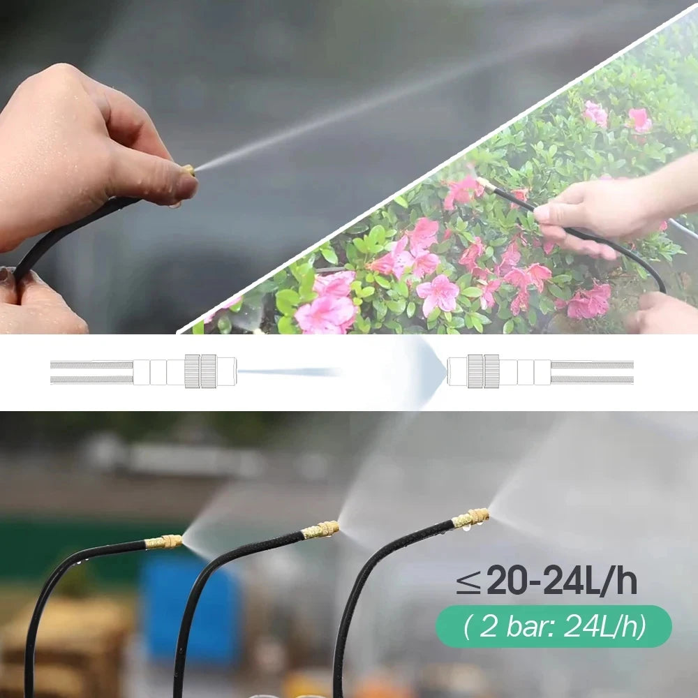 Garden Misting Cooling System Adjustable Spray Irrigation Kit - 25m