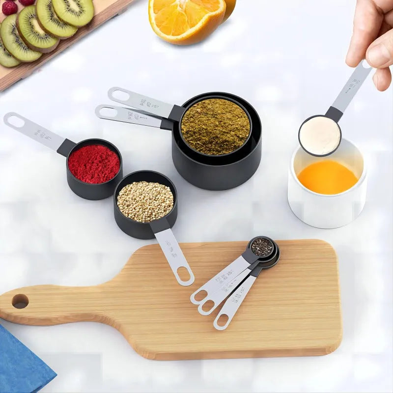 10-Piece Measuring Cups and Spoons Set Nesting Kitchen Baking Tools – White