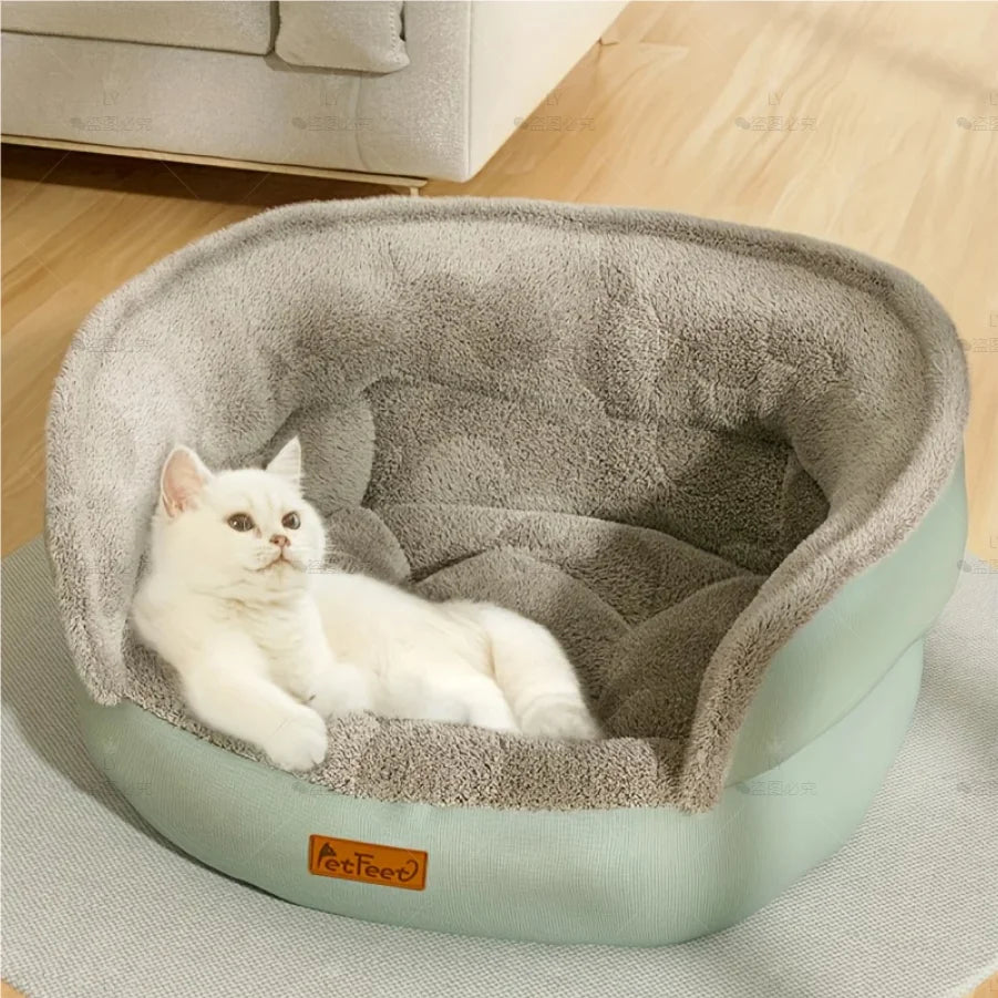 Dog Bed 60x52cm Round Plush Pet Bed with Non Slip Base Washable Cover Indoor Outdoor Large - Green