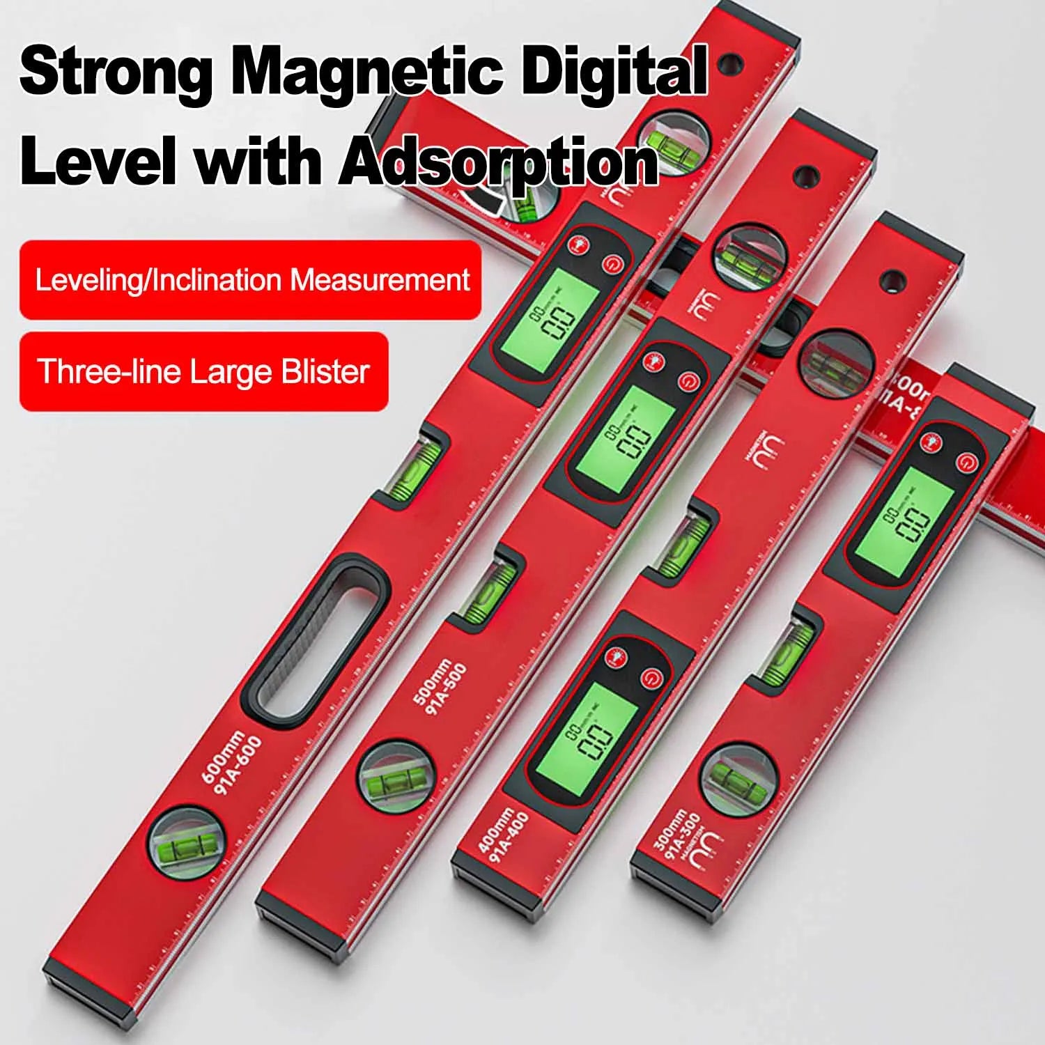 Digital Display Angle Level Ruler Aluminum Alloy Electronic Inclinometer  40cm
