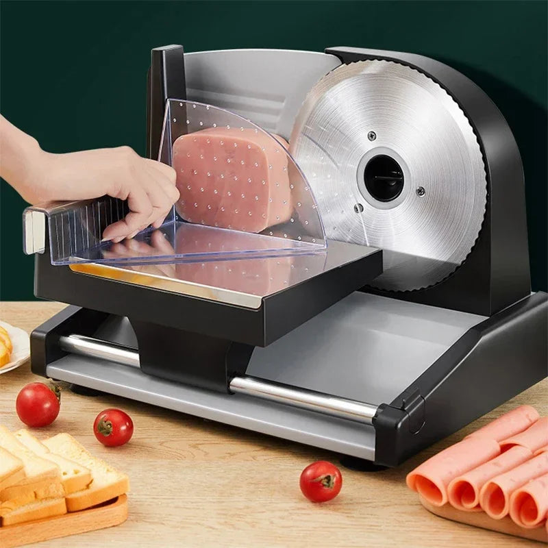 Food Slicer 200W Electric Slicing Machine 190mm Stainless Steel Cutting Wheel – Light Grey