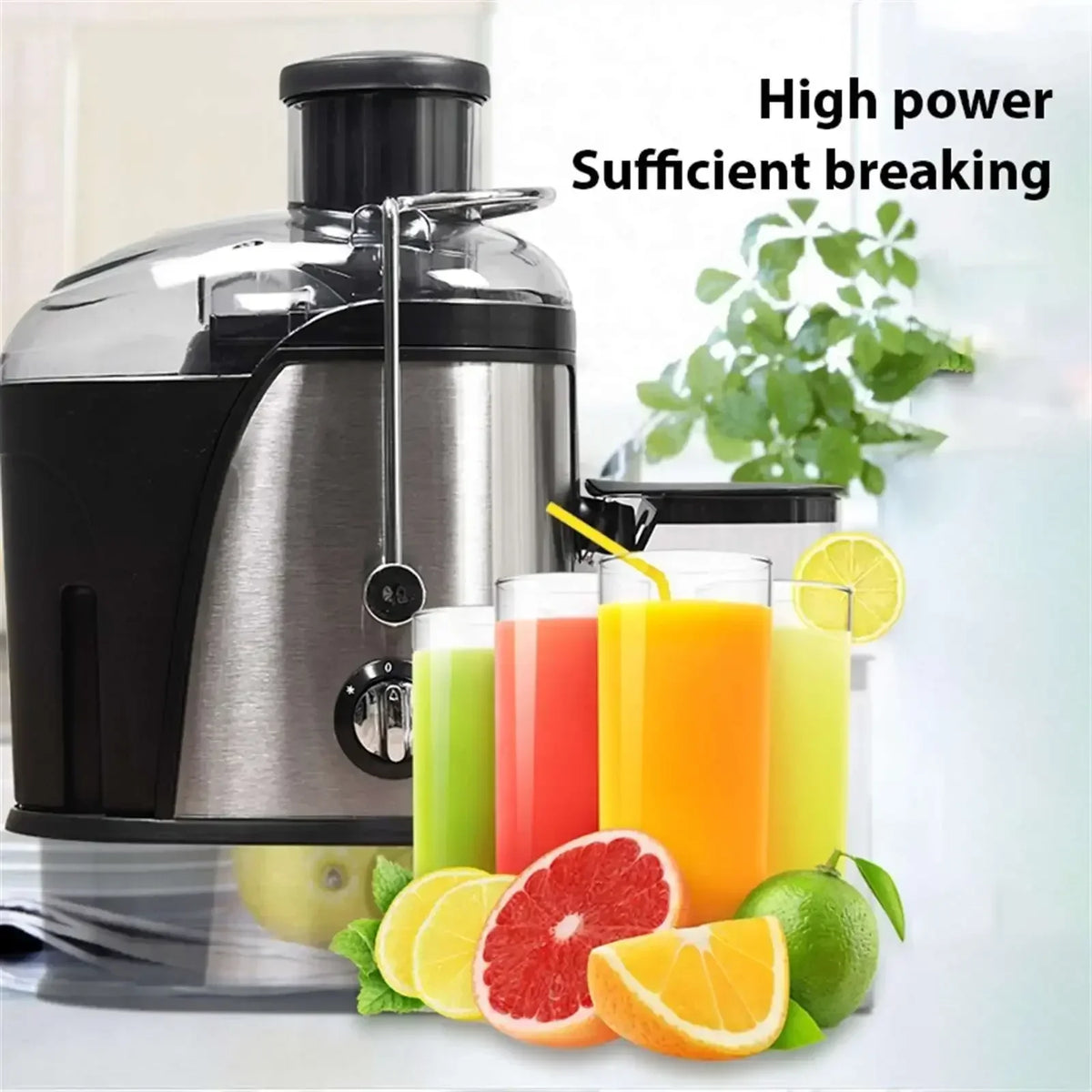 Centrifugal Juicer 800W 2 Speed Stainless Steel Fruit Vegetable Extractor - Red