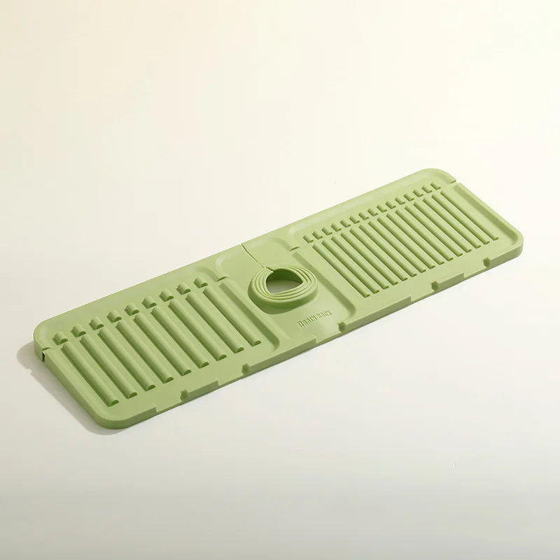 Silicone Sink Draining Mat Fast Drying Faucet Splash Guard Countertop Protector – Green