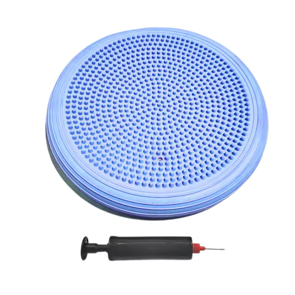 Balance Pad Inflatable PVC 34cm Wobble Cushion with Massage Surface and Pump for Core Training - Blue