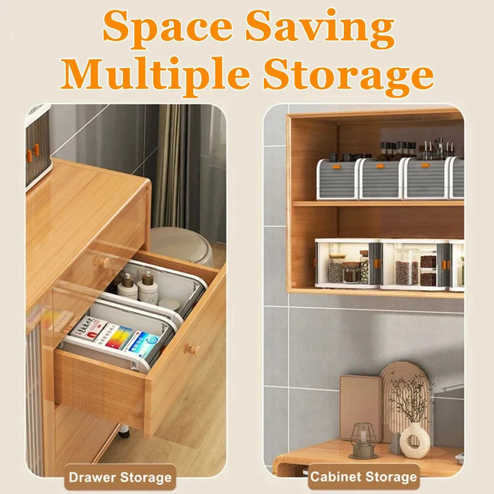 Collapsible Desktop Storage Box Rolling Door Stackable Plastic Organiser Two Layer – White