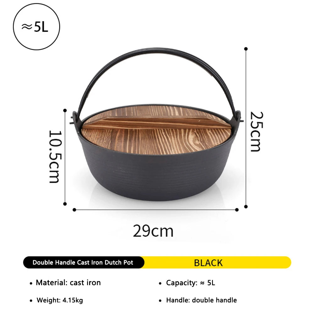 Cast Iron Dutch Oven 29cm Camping Cooking Pot with Lid