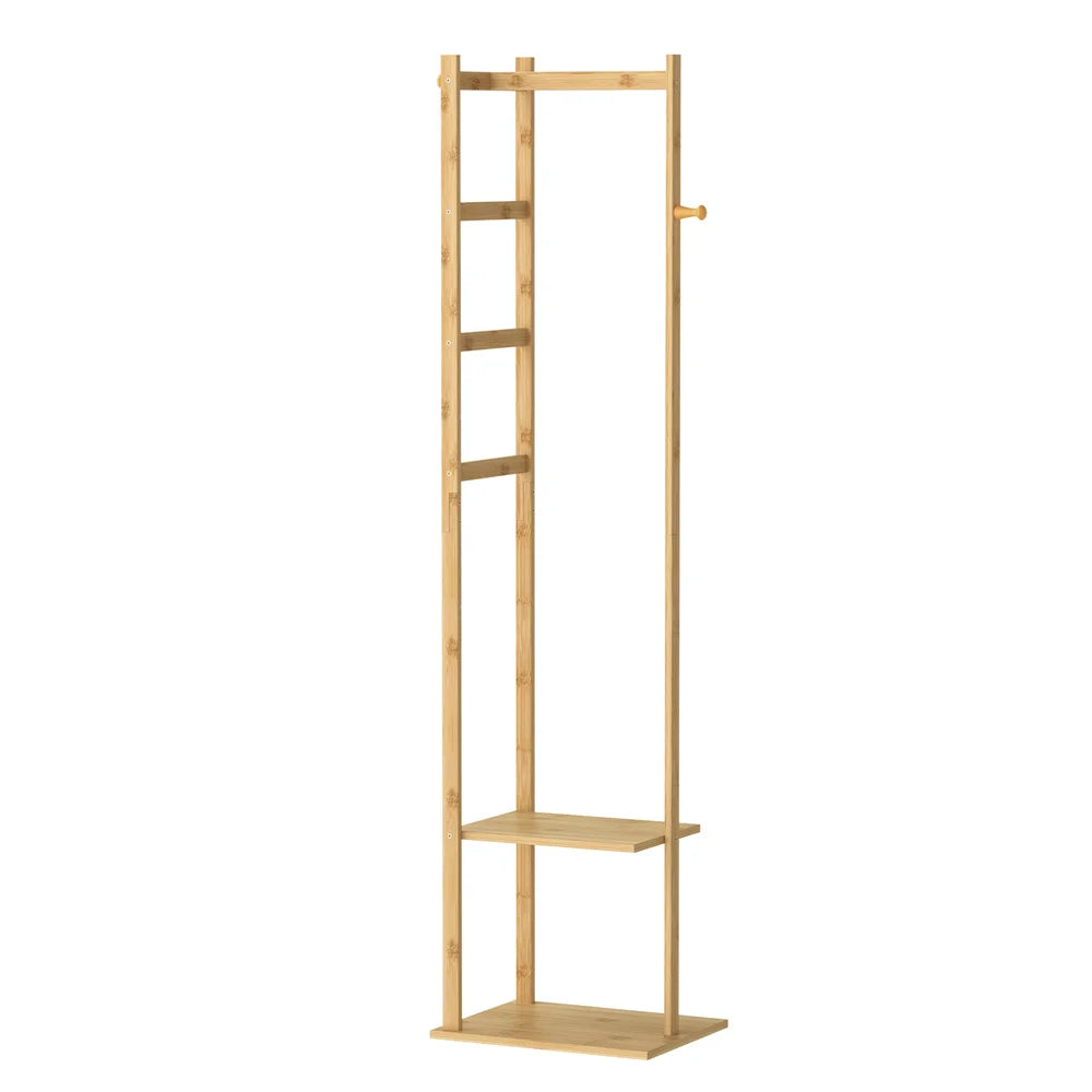 Garment Rack 155cm Bamboo Corner Freestanding Coat Tree Organiser – Yellow