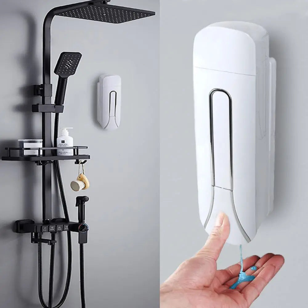 Soap Dispenser 350mL Wall Mounted Manual Liquid Soap Pump Bathroom Kitchen Holder – White