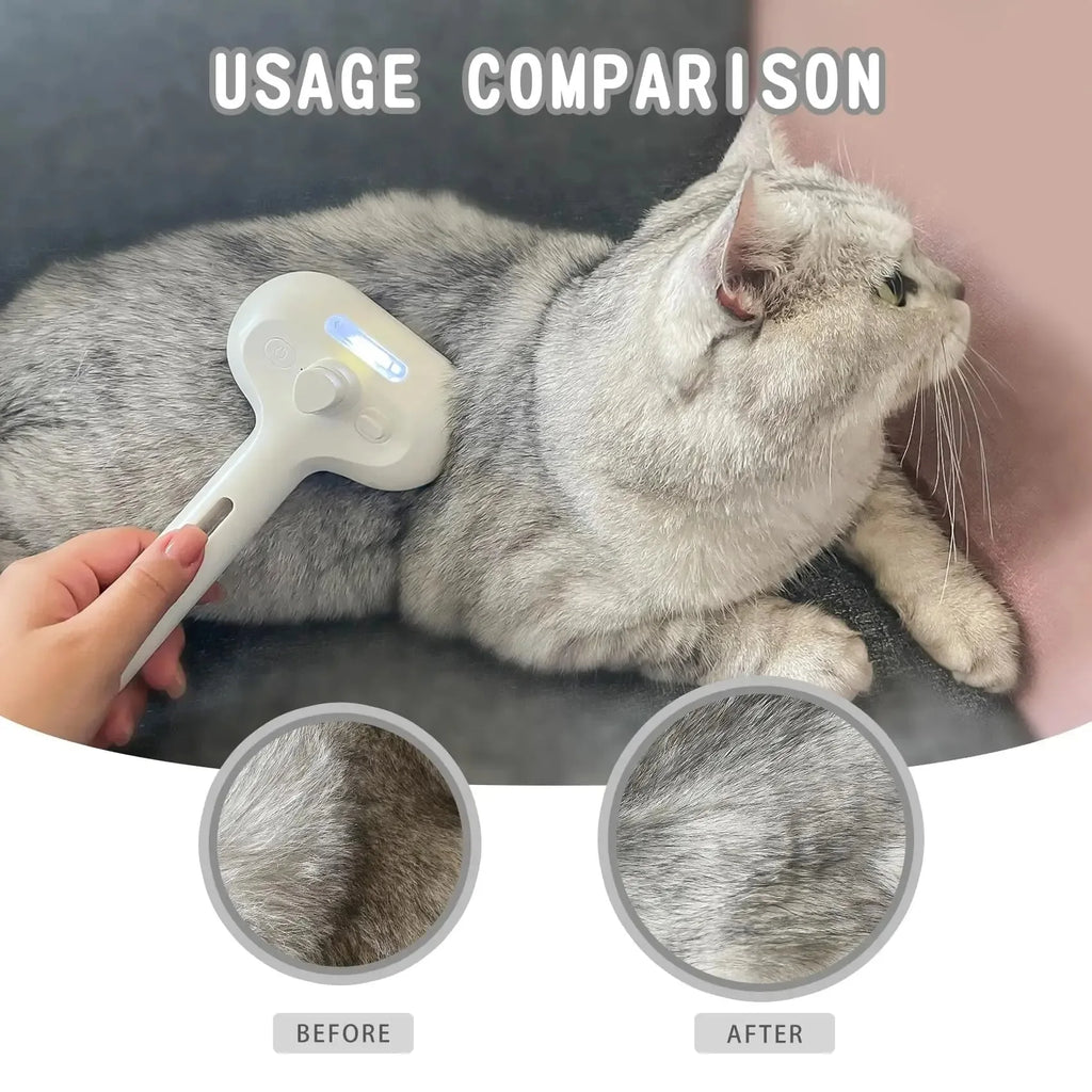 Pet Grooming Brush 3 In 1 Spray Massage Hair Removal Comb Electric Fur Care Tool - Pink