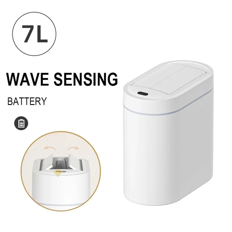 Sensor Trash Can Wall Mount Slim Design Automatic Lid Narrow Waste Bin 7L
