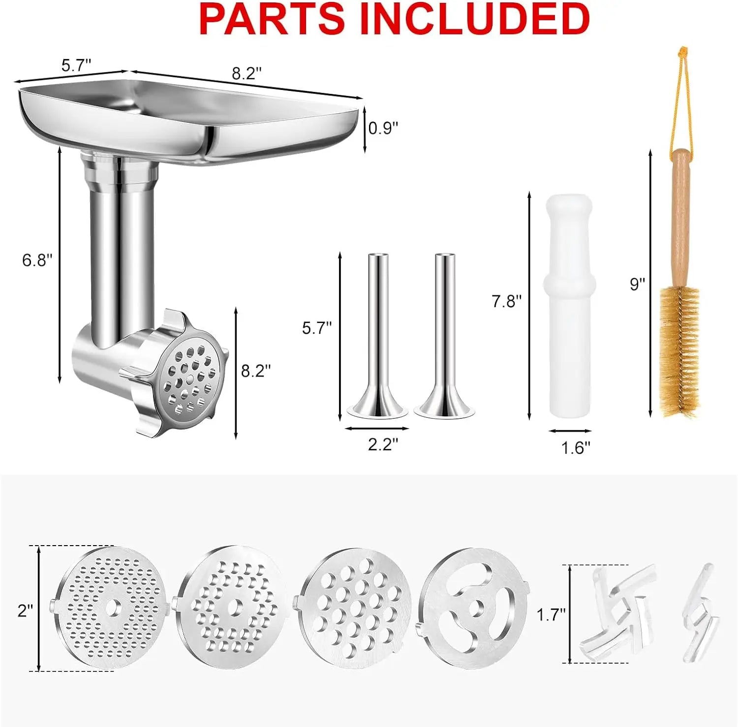 Metal Food Grinder Attachment – Stand Mixer Meat Grinder & Sausage Stuffer