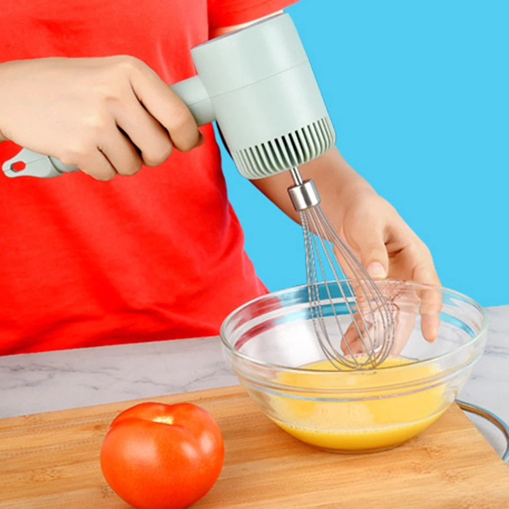 Hand Mixer USB Rechargeable Electric Food Mixer 3 Speed Portable Egg Beater with Masher 350ml - Pink