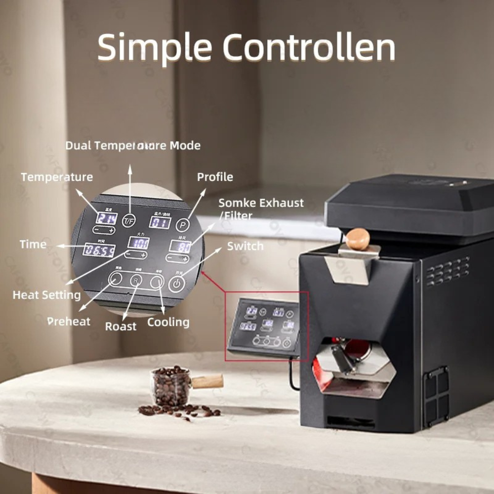 Coffee Bean Roaster 200g Electric Home Coffee Roasting Machine LCD Touch Screen AU Plug