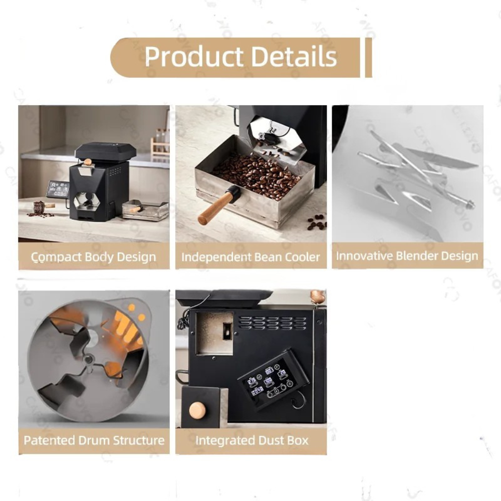 Coffee Bean Roaster 200g Electric Home Coffee Roasting Machine LCD Touch Screen AU Plug