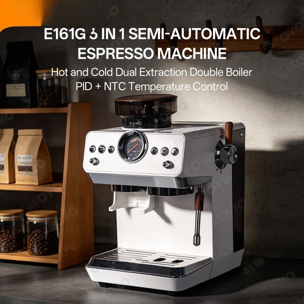 Coffee Machine 2950W 3-in-1 Semi Automatic Espresso Maker with Burr Grinder – White