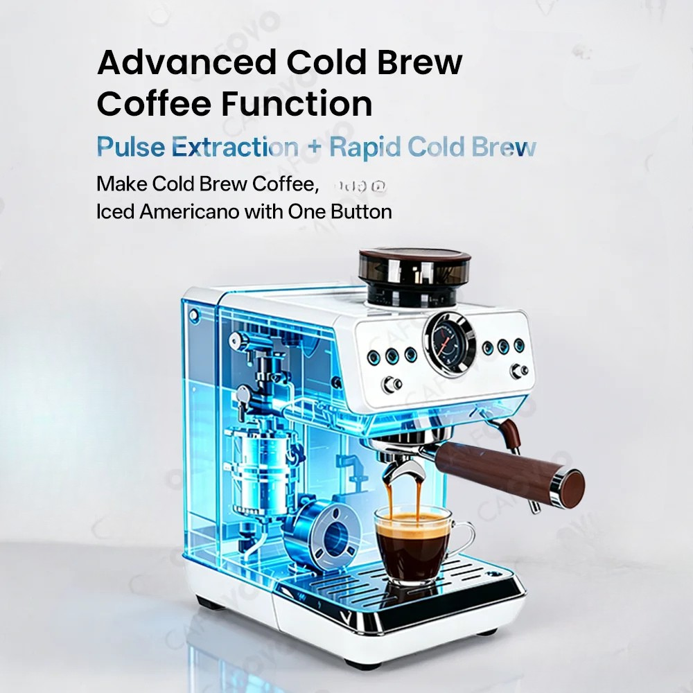 Coffee Machine 2950W 3-in-1 Semi Automatic Espresso Maker with Burr Grinder – White