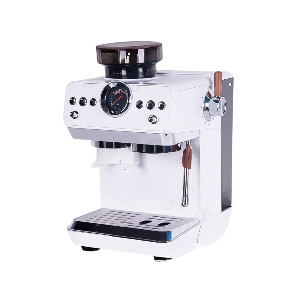 Coffee Machine 2950W 3-in-1 Semi Automatic Espresso Maker with Burr Grinder – White