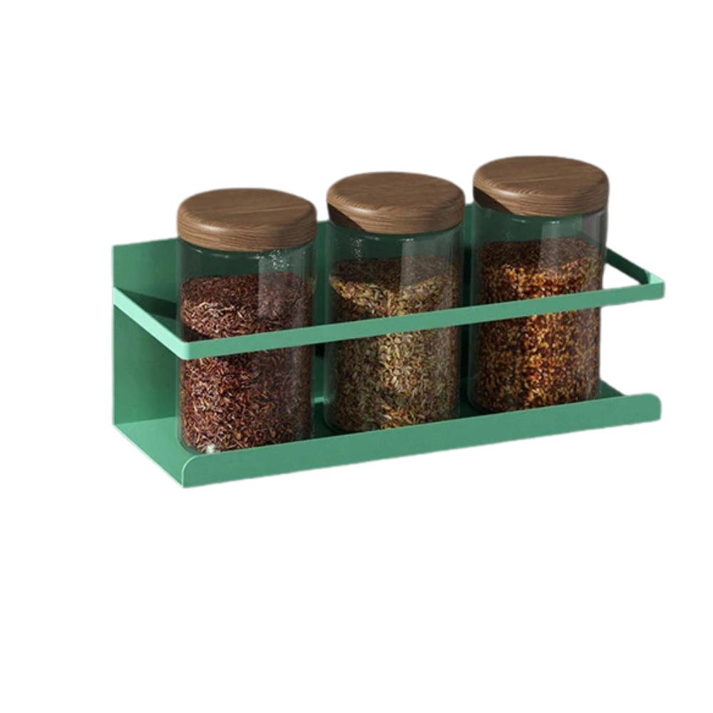 Magnetic Refrigerator Spice Rack Wall Mounted Stainless Steel Storage Shelf Organizer – Green