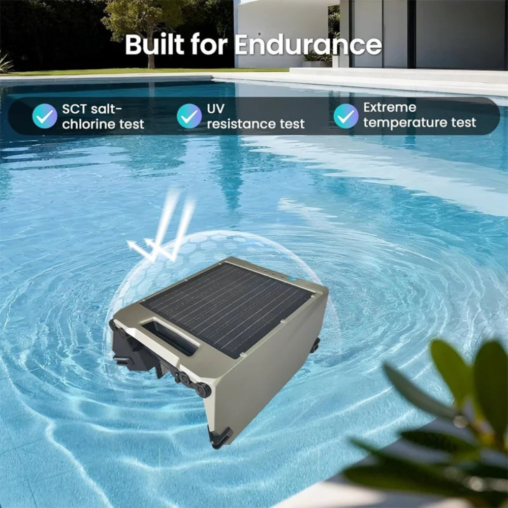 Pool Skimmer Robot 5200mAh Solar Powered Automatic Surface Cleaner with Smart Navigation – Grey