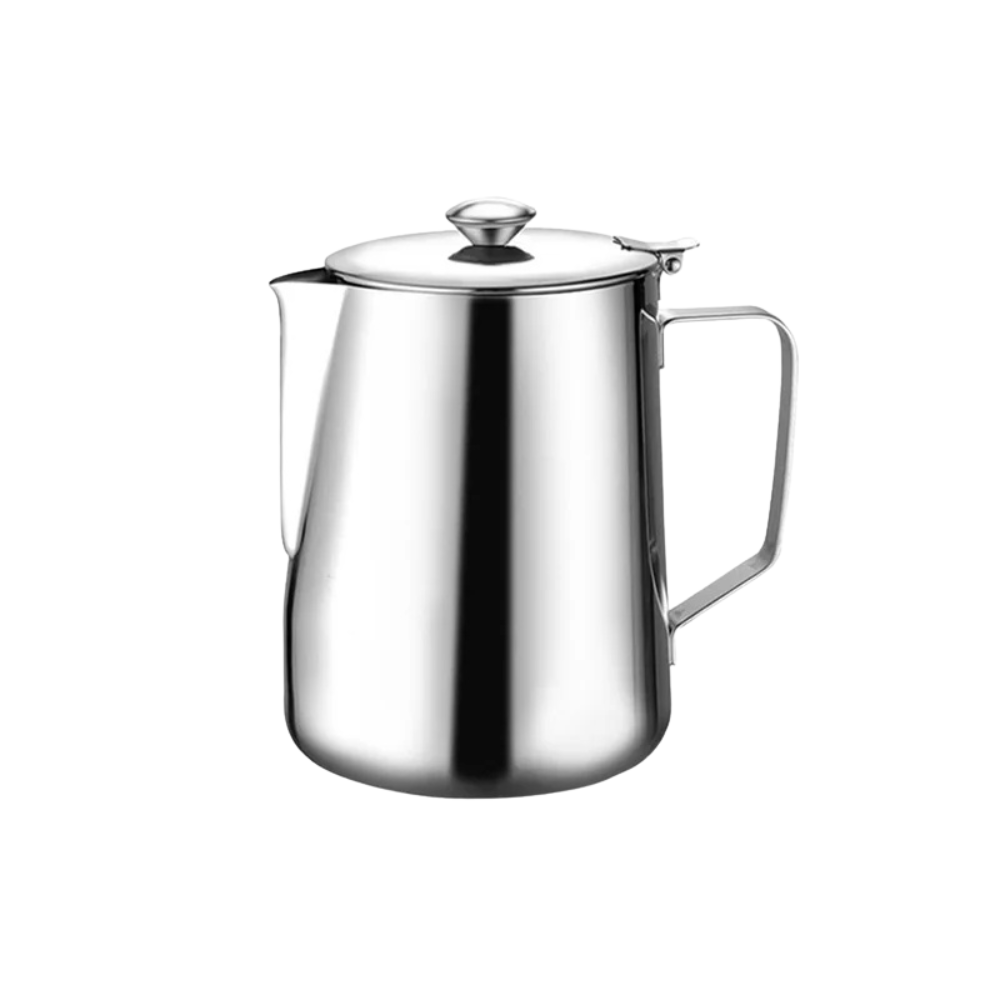 Stainless Steel Milk Frothing Pitcher 600ml with Lid Long Spout Coffee Pouring Kettle