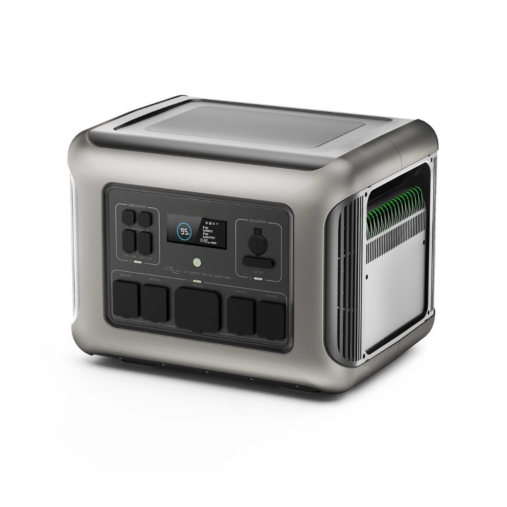 Portable Power Station 1920Wh LiFePO4 Solar Generator 2500W Pure Sine Wave UPS Backup Battery – Grey