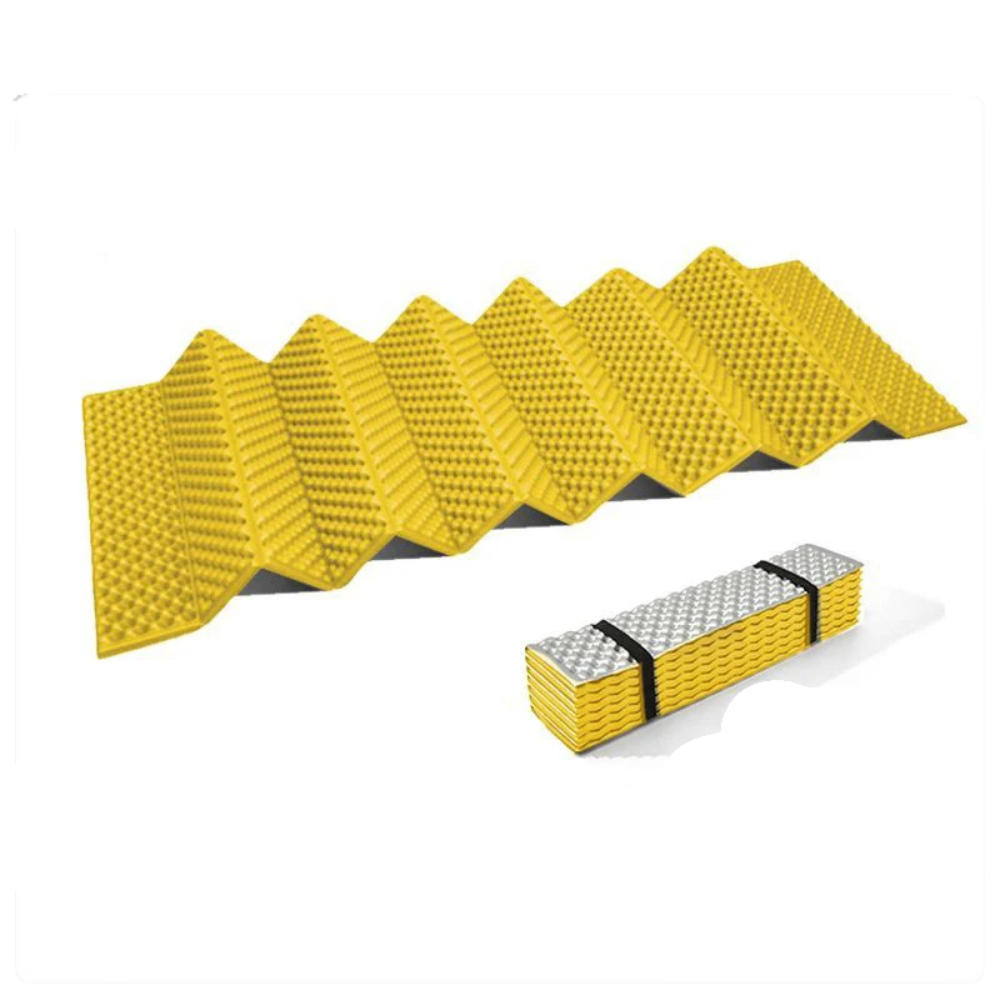 Ultralight Folding Sleeping Mat 2cm Egg Crate Foam Camping Pad with Aluminium Foil Insulation – Yellow