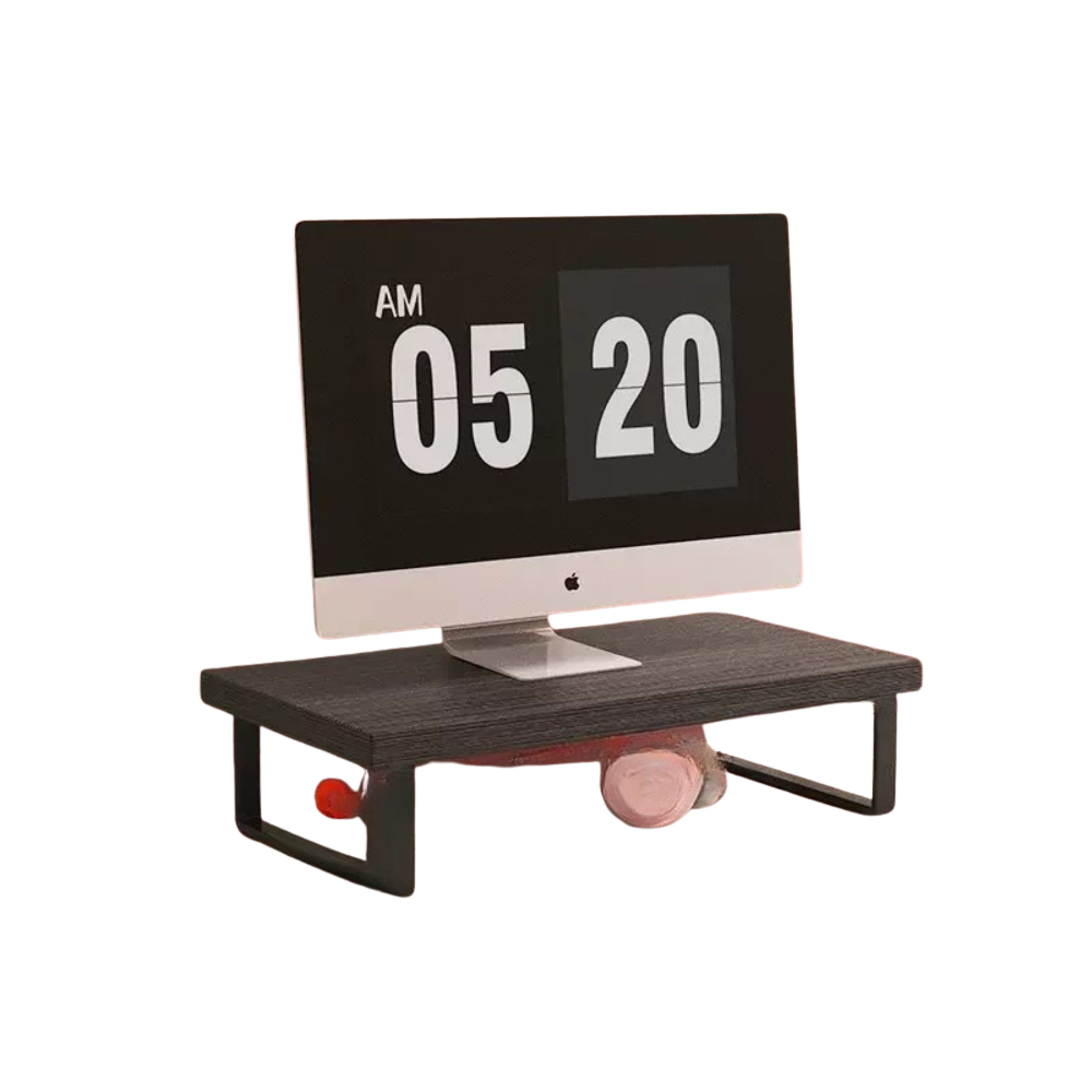 Bamboo Monitor Stand Riser Desktop Laptop Shelf Organiser 30 × 20 × 8 cm – Dark Brown