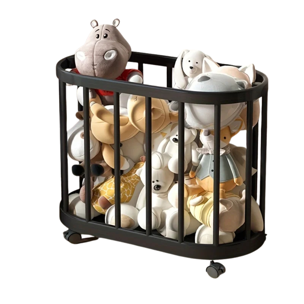 Toy and Clothes Storage Basket with Wheels Portable Organizer for Toys Laundry and Nursery Storage – Black
