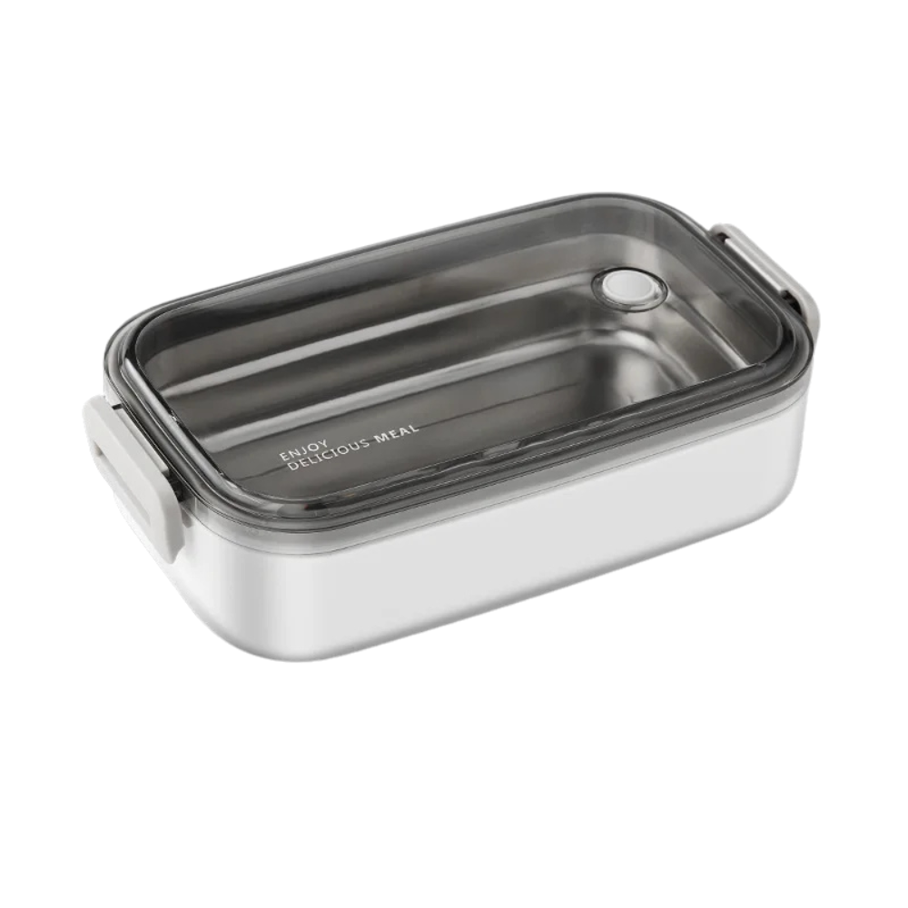 Lunch Box 1 Layer 304 Stainless Steel Insulated Microwave Food Container Portable Bento Box – White
