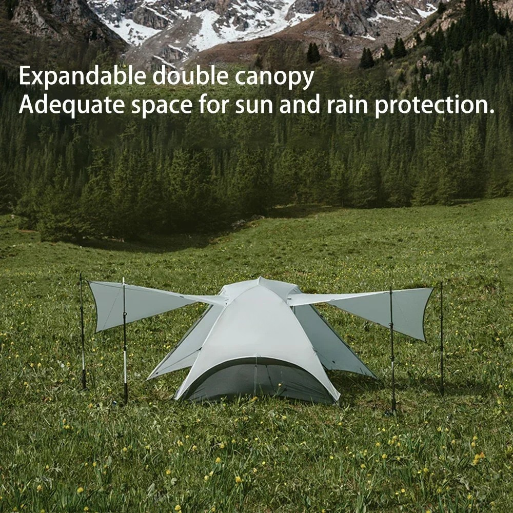 Camping Tent 2 Person Ultralight Waterproof Backpacking Shelter Double Layer – Light Grey