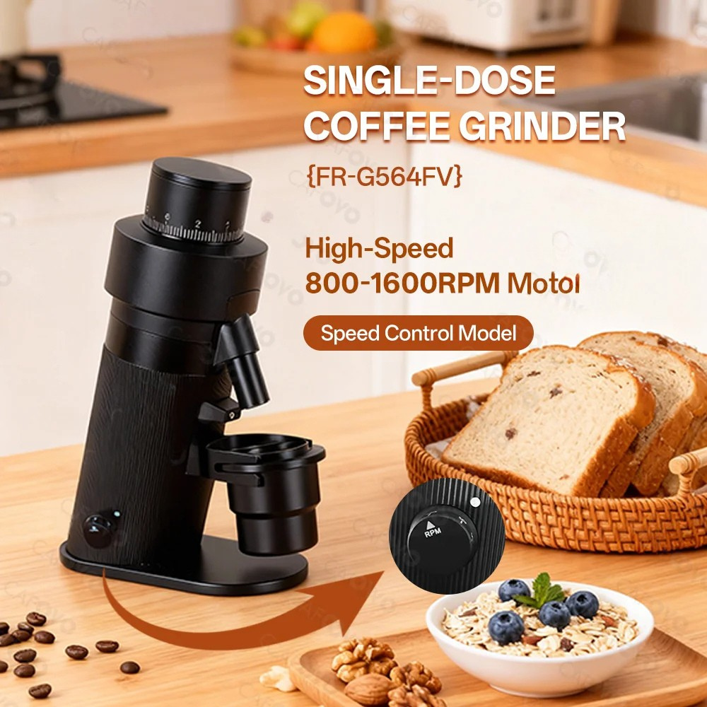 Coffee Grinder 250W Variable Speed Electric Burr Grinder with 64mm Flat Burr – Black