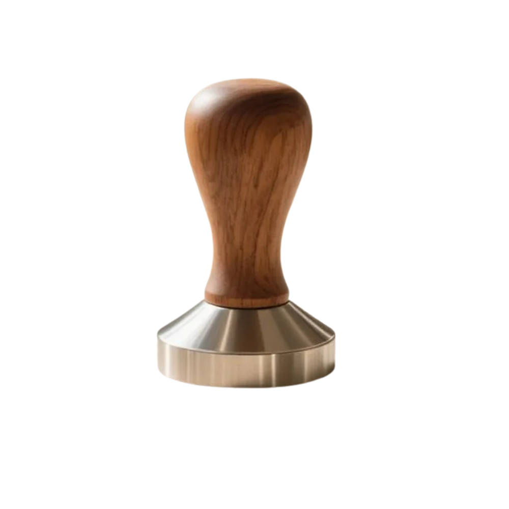 Coffee Tamper 53mm Espresso Press with Solid Wood Handle and 304 Stainless Steel Base