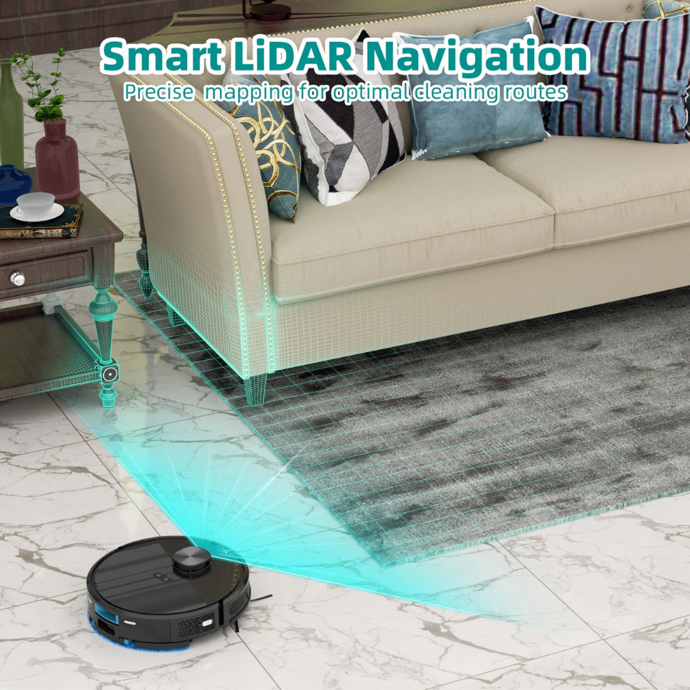Robot Vacuum Cleaner 4500Pa LiDAR Navigation Self-Emptying Vacuum Mop with 2.5L Dust Station WiFi App Control Alexa