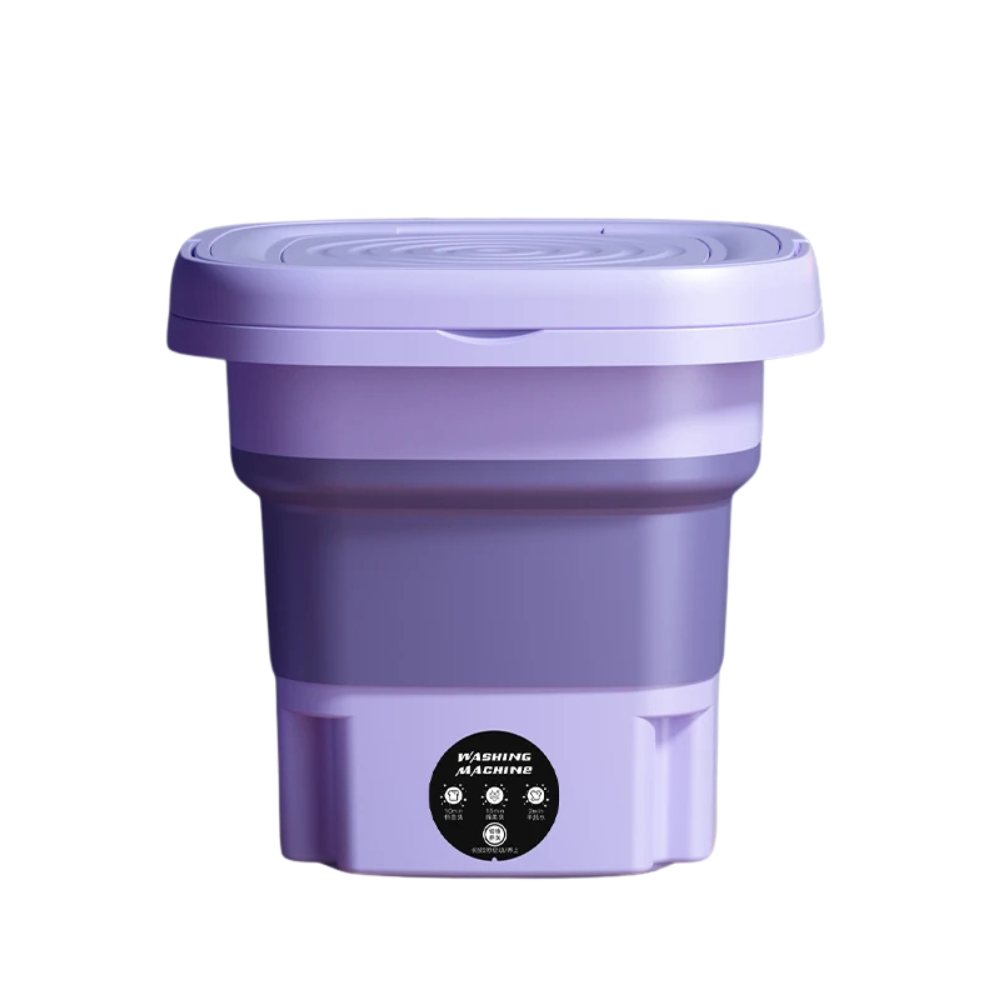 Portable Washing Machine 8L Foldable Mini Washer with Spin Dry Function for Underwear and Delicates – Purple