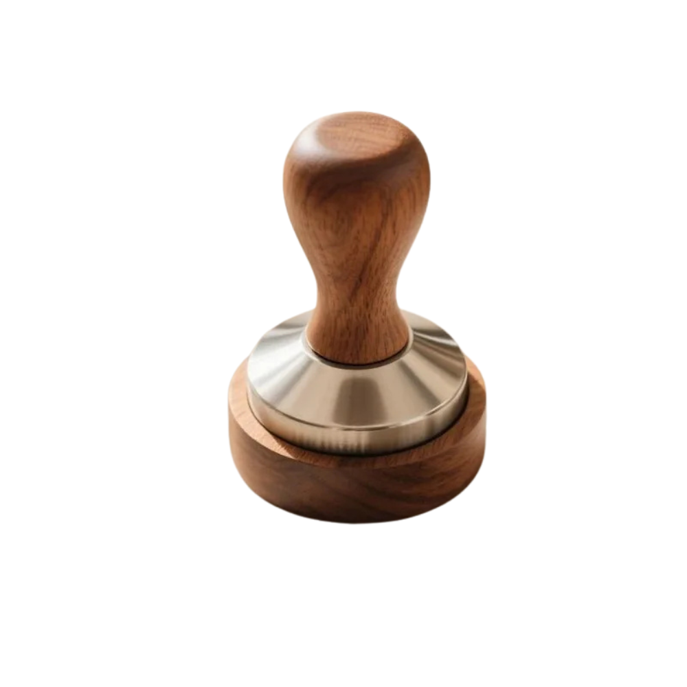 Coffee Tamper 58mm Espresso Press with Solid Wood Handle and 304 Stainless Steel Base