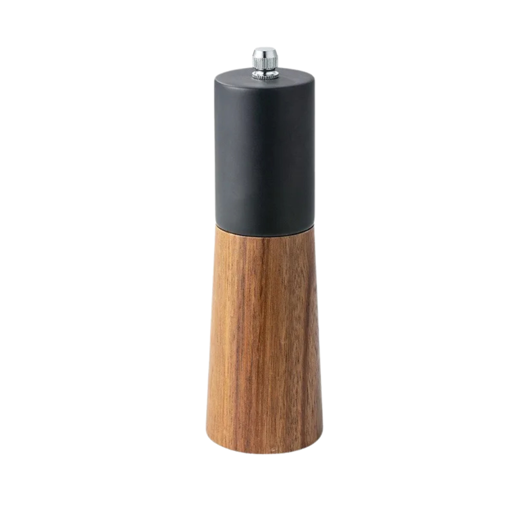 Manual Salt and Pepper Grinder Solid Wood Adjustable Ceramic Spice Mill 15cm – Black