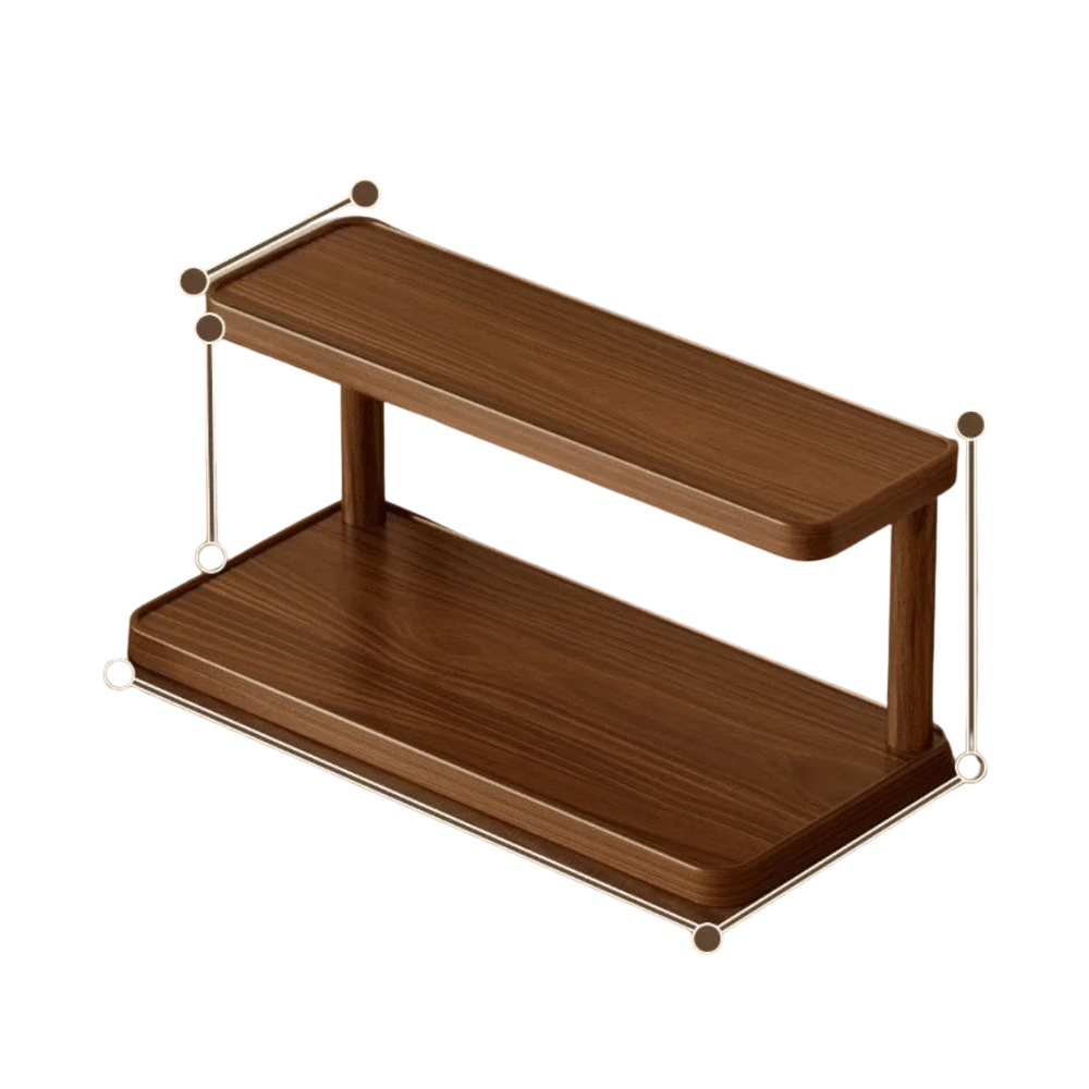 2 Tier Wooden Cup Storage Rack 50cm Coffee Mug Display Shelf Countertop Organizer for Kitchen Office