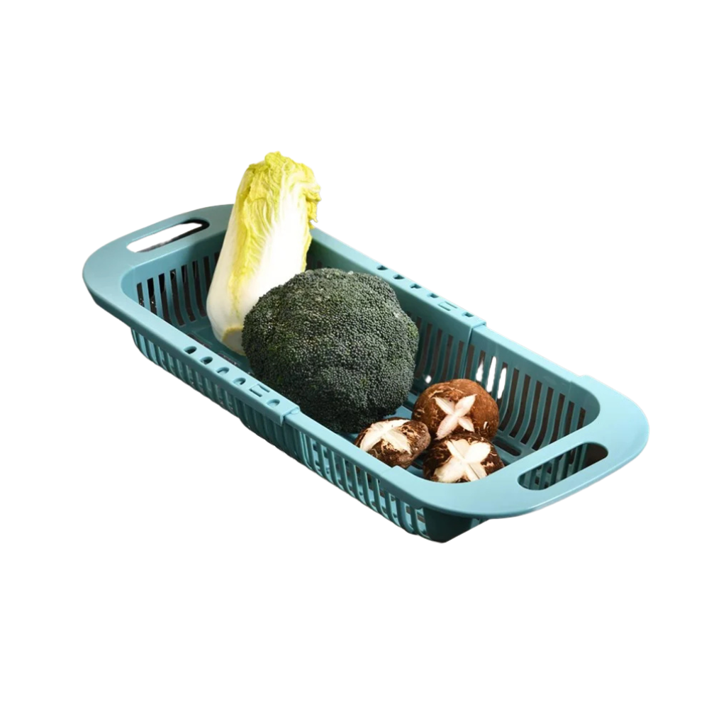 Retractable Sink Colander Adjustable Fruit Vegetable Drain Basket Kitchen Strainer – Blue