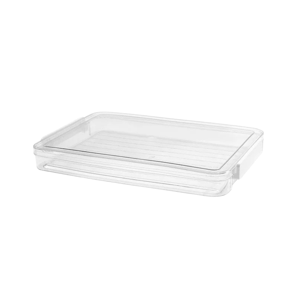 Clear PET A4 Document Storage Box with Lid Stackable Waterproof Desktop File Organizer – Short