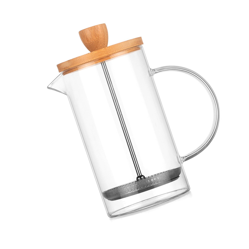 French Press Coffee Maker 600ml Borosilicate Glass Coffee and Tea Press with Bamboo Lid