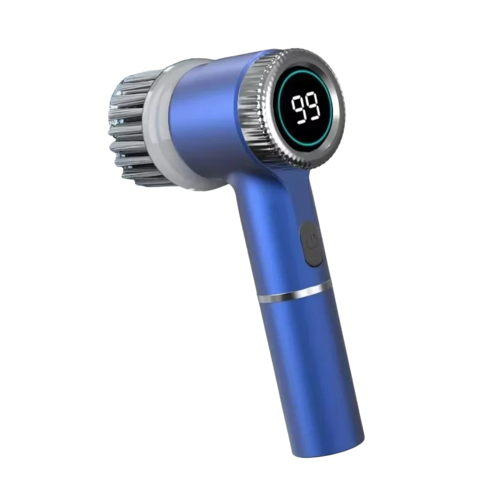 5-in-1 Electric Spin Cleaning Brush USB Rechargeable Cordless Scrubber with LED Display and 5 Brush Heads – Blue
