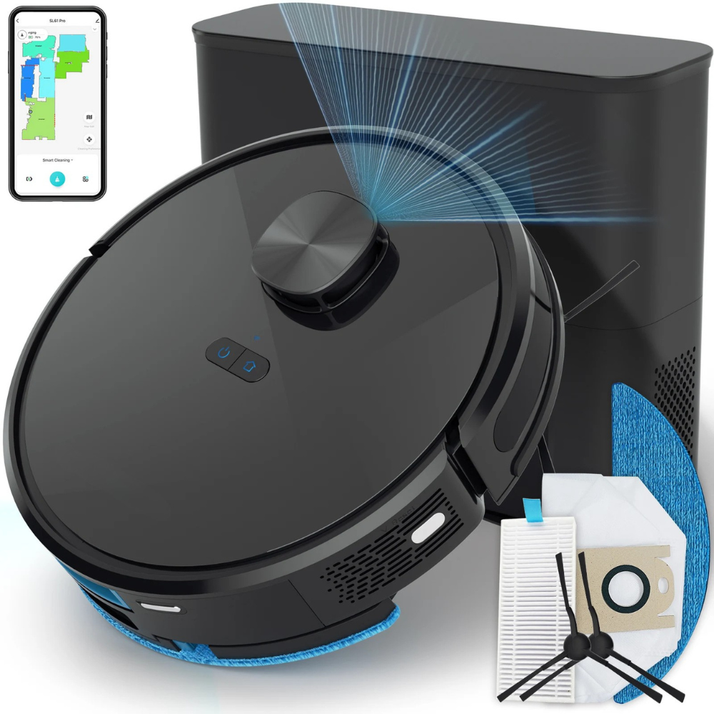 Robot Vacuum Cleaner 4500Pa LiDAR Navigation Self-Emptying Vacuum Mop with 2.5L Dust Station WiFi App Control Alexa