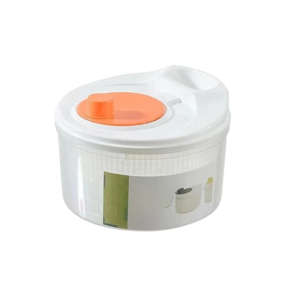 Manual Vegetable Dehydrator Salad Spinner Fruit and Lettuce Dryer with Drain Basket – Orange