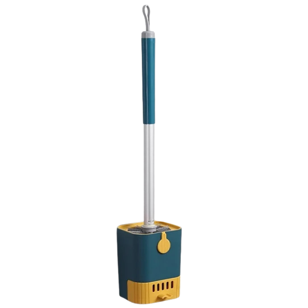 Long Handle Toilet Brush with Drain Base Wall Mounted No Drill Bathroom Cleaning Brush Set – Blue