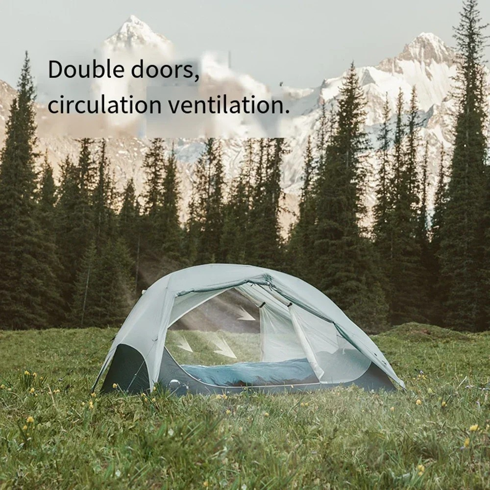 Camping Tent 2 Person Ultralight Waterproof Backpacking Shelter Double Layer – Light Grey